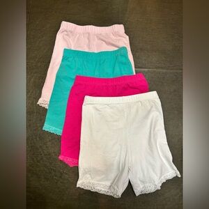 Set of 4 Vibrant Kids Lace Trim Shorts